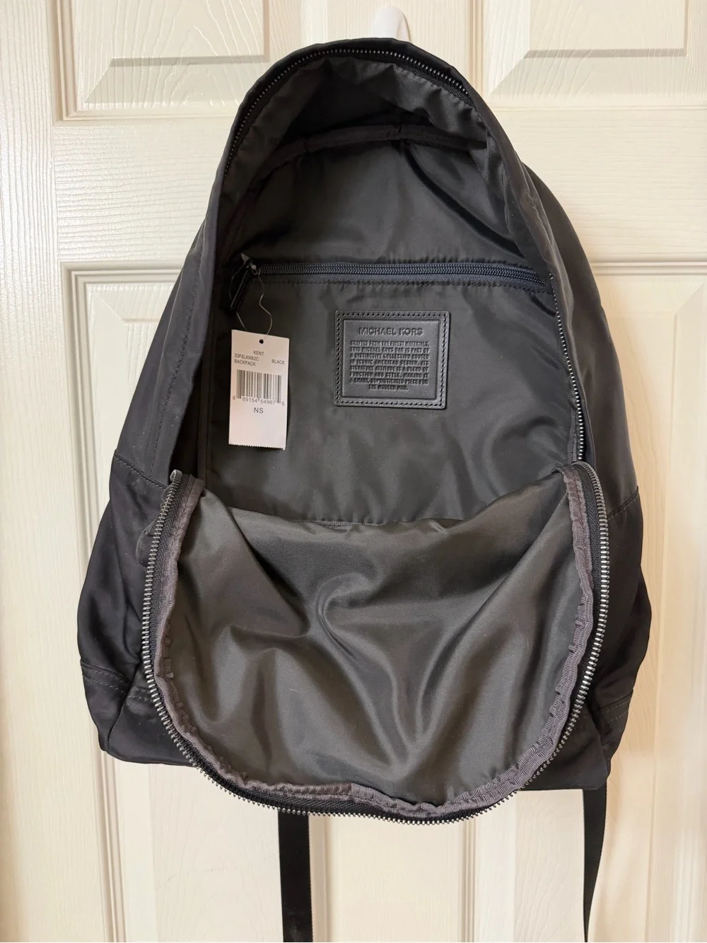 Michael Kors Black Nylon Men's Backpack with Front Zip